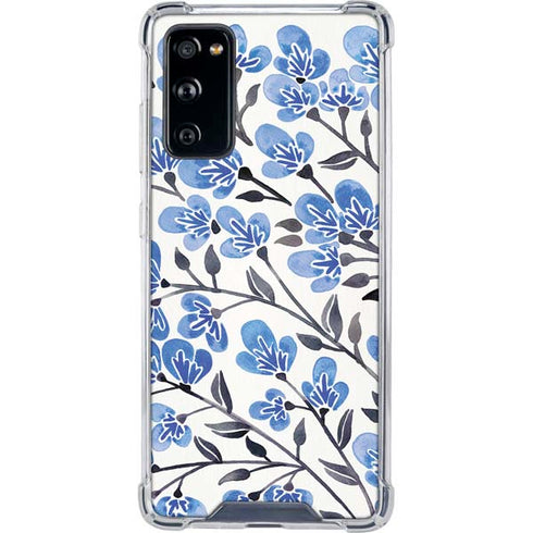 Cat Coq Blue Cherry Blossoms Galaxy S20 FE Clear Case